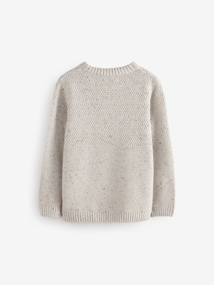 Neutral Grey Textured Crew Neck Jumper (3-16yrs) - Image 2 of 3