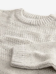 Neutral Grey Textured Crew Neck Jumper (3-16yrs) - Image 3 of 3