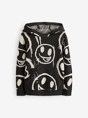 Faces Black Long Sleeve Knitted 100% Cotton Hoodie (3-16yrs) - Image 4 of 6
