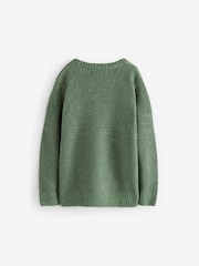 Khaki Green Textured Crew Neck Jumper (3-16yrs) - Image 2 of 4