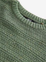 Khaki Green Textured Crew Neck Jumper (3-16yrs) - Image 4 of 4