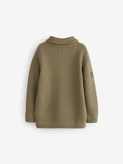 Khaki Green Utility Knitted Quarter Zip Jumper (3-16yrs) - Image 2 of 4