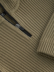 Khaki Green Utility Knitted Quarter Zip Jumper (3-16yrs) - Image 3 of 4