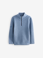 Blue Utility Knitted Quarter Zip Jumper (3-16yrs) - Image 1 of 4