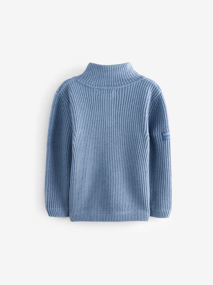 Blue Utility Knitted Quarter Zip Jumper (3-16yrs) - Image 2 of 4 Blue Utility Knitted Quarter Zip Jumper (3-16yrs) - Image 2 of 4