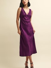 Nobodys Child Purple Helena Jacquard Midi Dress - Image 1 of 4