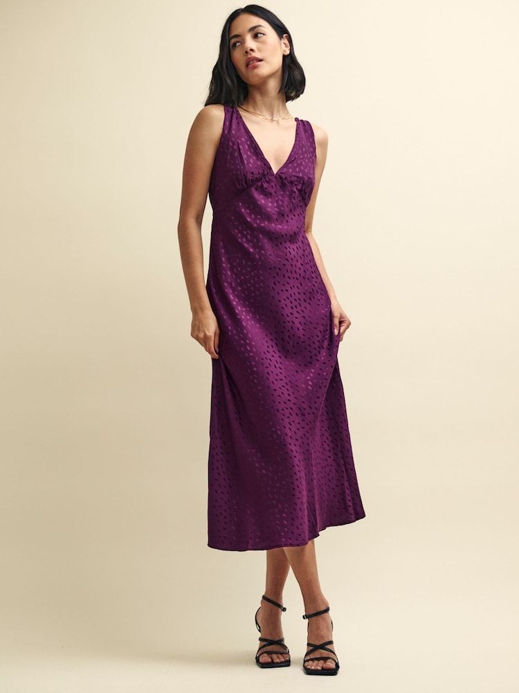 Nobodys Child Purple Helena Jacquard Midi Dress - Image 4 of 4