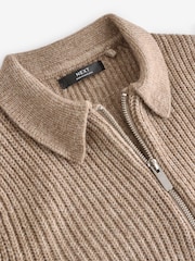 Neutral Long Sleeve Quarter Zip Polo Shirt (3-16yrs) - Image 3 of 4