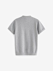 Grey 100% Cotton Knitted Quarter Zip Polo Shirt (3-16yrs) - Image 2 of 4
