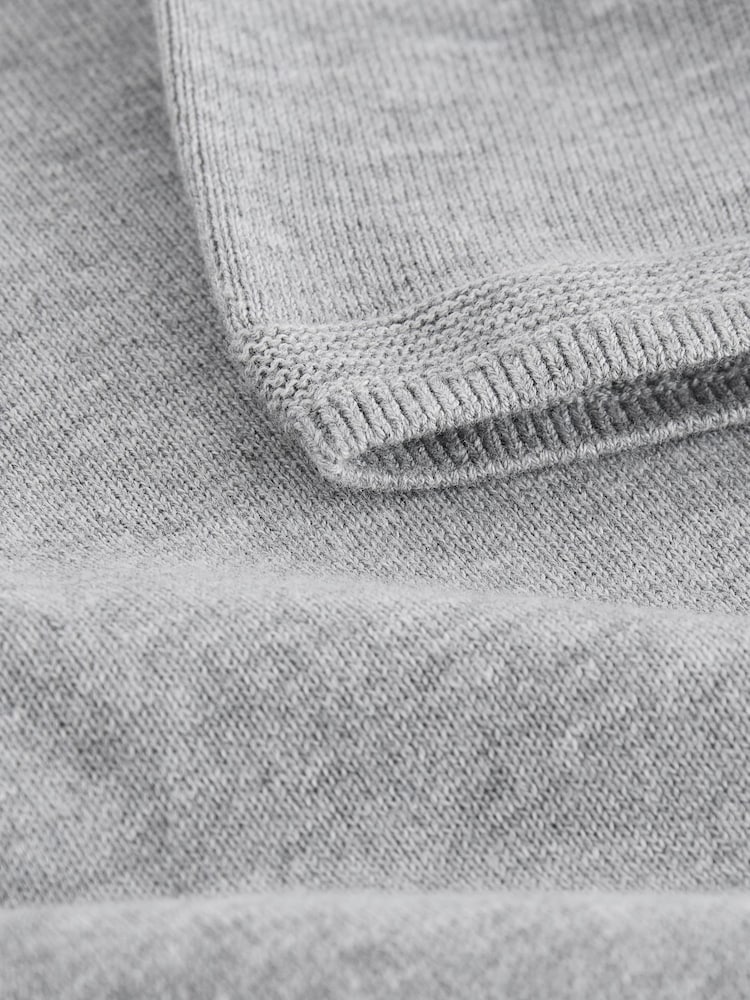 Grey 100% Cotton Knitted Quarter Zip Polo Shirt (3-16yrs) - Image 4 of 4
