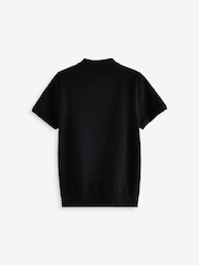 Black 100% Cotton Knitted Quarter Zip Polo Shirt (3-16yrs) - Image 2 of 4