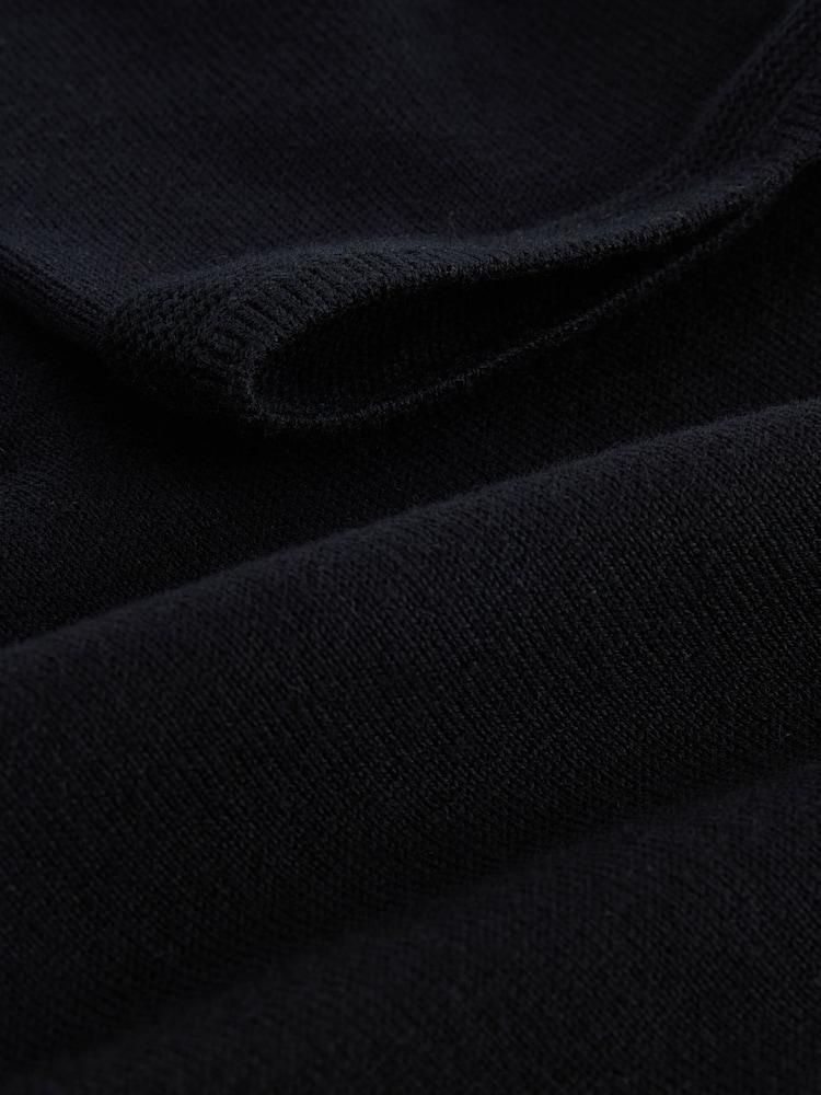 Black 100% Cotton Knitted Quarter Zip Polo Shirt (3-16yrs) - Image 4 of 4 Black 100% Cotton Knitted Quarter Zip Polo Shirt (3-16yrs) - Image 4 of 4