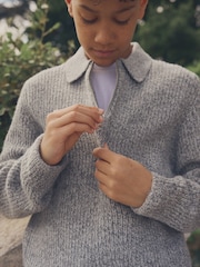 Grey Long Sleeve Quarter Zip Polo Shirt (3-16yrs) - Image 2 of 8
