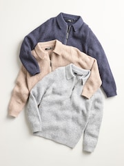Grey Long Sleeve Quarter Zip Polo Shirt (3-16yrs) - Image 5 of 8