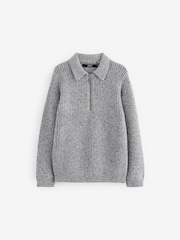 Grey Long Sleeve Quarter Zip Polo Shirt (3-16yrs) - Image 6 of 8