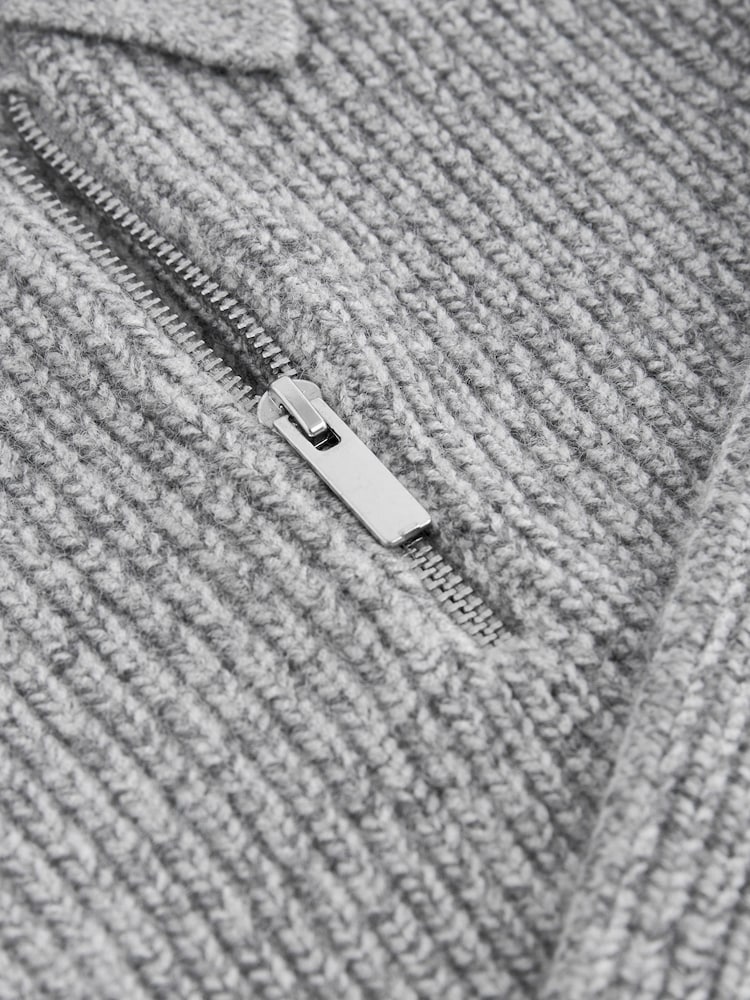 Grey Long Sleeve Quarter Zip Polo Shirt (3-16yrs) - Image 8 of 8 Grey Long Sleeve Quarter Zip Polo Shirt (3-16yrs) - Image 8 of 8