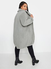 Yours Curve Grey Faux Fur Coat - Image 2 of 4