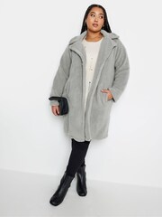 Yours Curve Grey Faux Fur Coat - Image 3 of 4