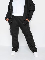 Schwarz - Yours Curve Straight-Leg-Jogginghose mit mehreren Taschen - Bild 1 von 3