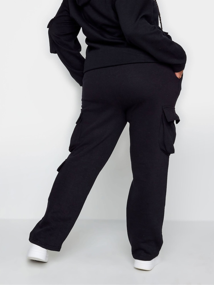 Schwarz - Yours Curve Straight-Leg-Jogginghose mit mehreren Taschen - Bild 2 von 3