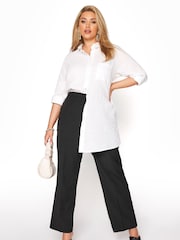 Yours Curve Black Elasticated Stretch Straight Leg Trousers - Image 2 of 6