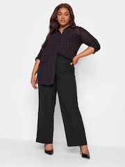 Yours Curve Black Elasticated Stretch Straight Leg Trousers - Image 3 of 6