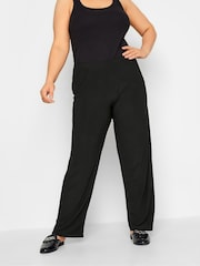 Yours Curve Black Pull On Straight Leg Stretch Trousers - Image 2 of 6