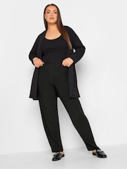Yours Curve Black Pull On Straight Leg Stretch Trousers - Image 4 of 6