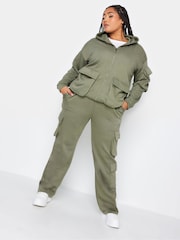 Grün - Yours Curve Straight-Leg-Jogginghose mit mehreren Taschen - Bild 2 von 4