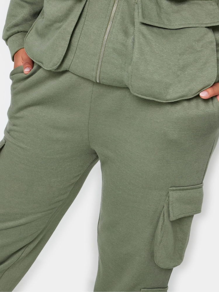Grün - Yours Curve Straight-Leg-Jogginghose mit mehreren Taschen - Bild 4 von 4