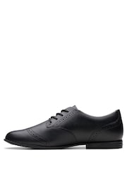 Clarks Black Extra Wide Fit (H) Leather Younger Girls Finja School Brogues - Image 2 of 8