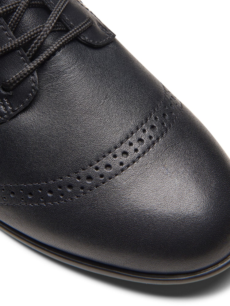 Clarks Black Extra Wide Fit (H) Leather Younger Girls Finja School Brogues - Image 8 of 8