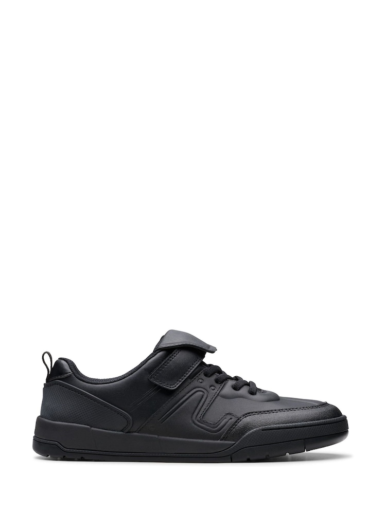 Clarks Black Standard Fit (F) Leather Laser Track Shoes - Image 1 of 8