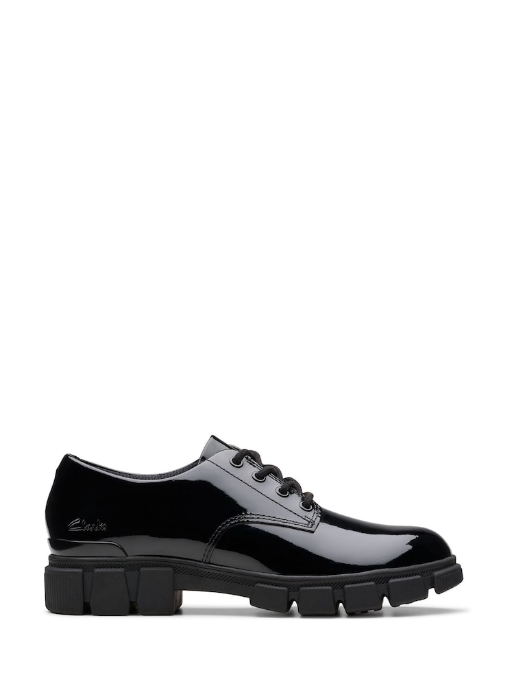 Clarks Black Standard Fit (F) Patent Evyn Lace Shoes - Image 1 of 7