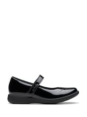 Clarks Black Standard Fit (F) Patent Etch Gem Shoes - Image 1 of 8
