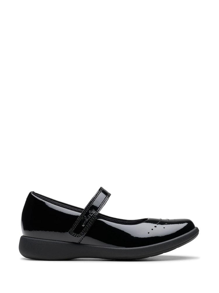 Clarks Black Standard Fit (F) Patent Etch Gem Shoes - Image 1 of 8