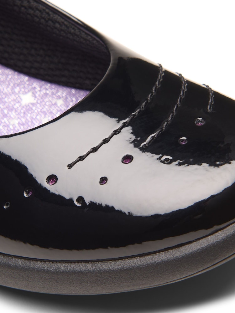 Clarks Black Standard Fit (F) Patent Etch Gem Shoes - Image 8 of 8