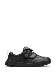 Clarks Black Standard Fit (F) Leather Laser Track Shoes - Image 1 of 7