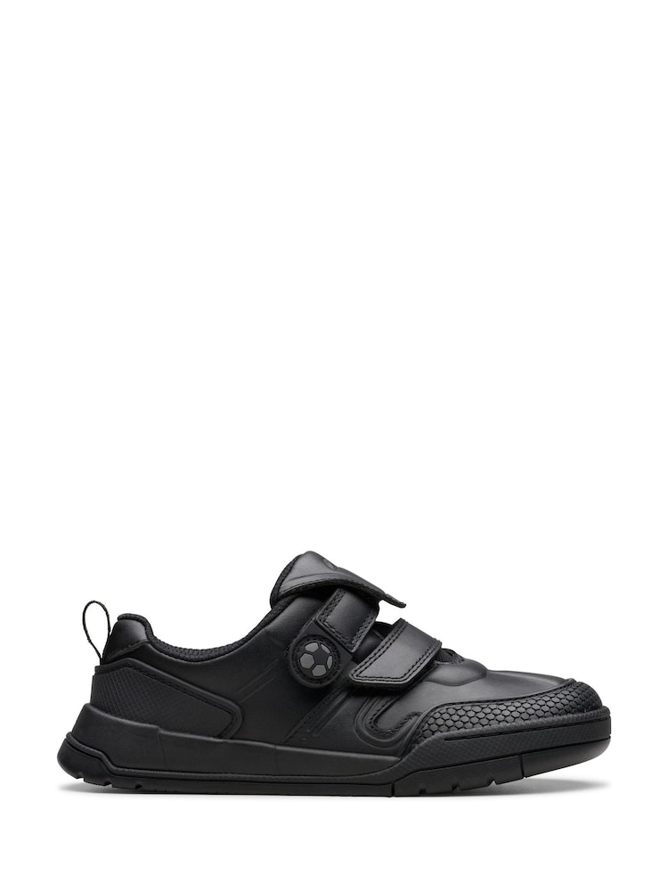 Clarks Black Standard Fit (F) Leather Laser Track Shoes - Image 1 of 7
