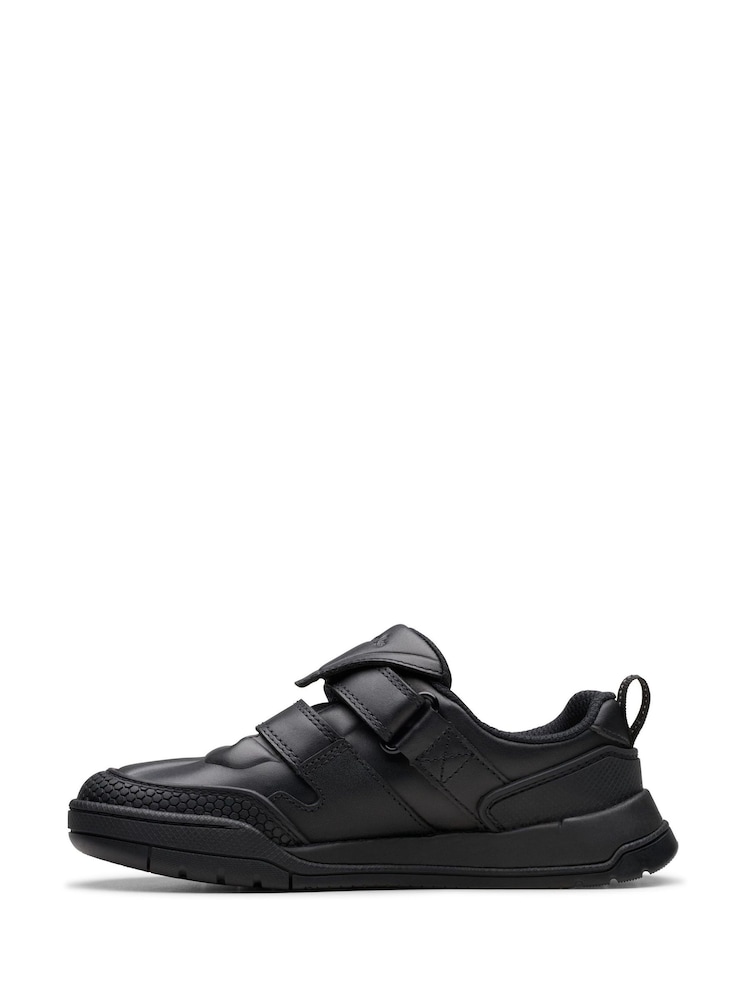 Clarks Black Standard Fit (F) Leather Laser Track Shoes - Image 2 of 7