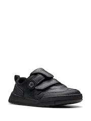 Clarks Black Standard Fit (F) Leather Laser Track Shoes - Image 3 of 7