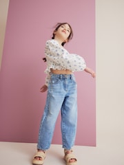 Blue Ditsy Printed Shirred 100% Cotton Blouse (3-16yrs) - Image 2 of 4