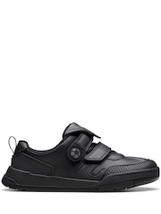 Clarks Black Wide Fit (G) Leather Laser Track Shoes - Image 1 of 8