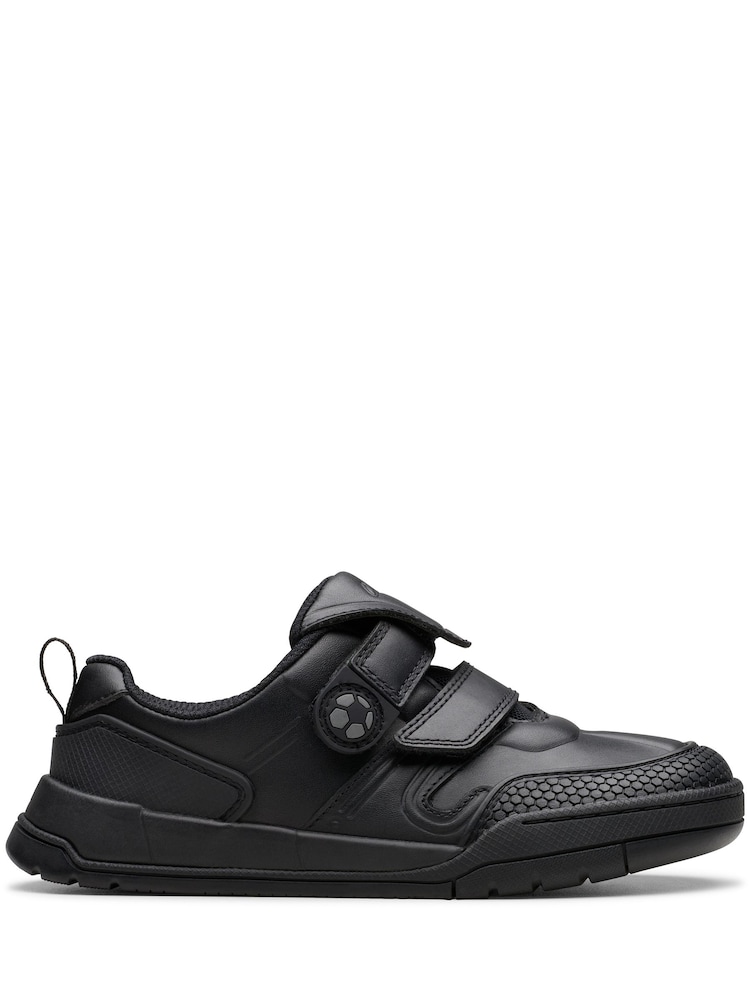 Clarks Black Wide Fit (G) Leather Laser Track Shoes - Image 1 of 8