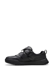 Clarks Black Wide Fit (G) Leather Laser Track Shoes - Image 2 of 8