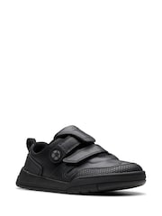 Clarks Black Wide Fit (G) Leather Laser Track Shoes - Image 3 of 8