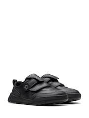 Clarks Black Wide Fit (G) Leather Laser Track Shoes - Image 4 of 8