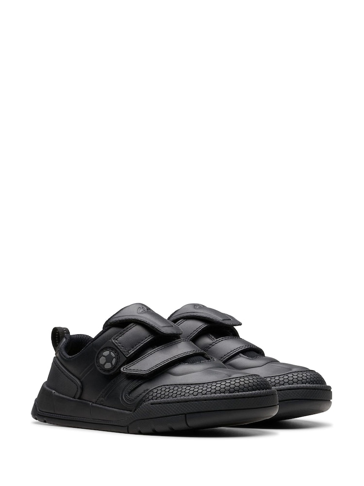 Clarks Black Wide Fit (G) Leather Laser Track Shoes - Image 4 of 8