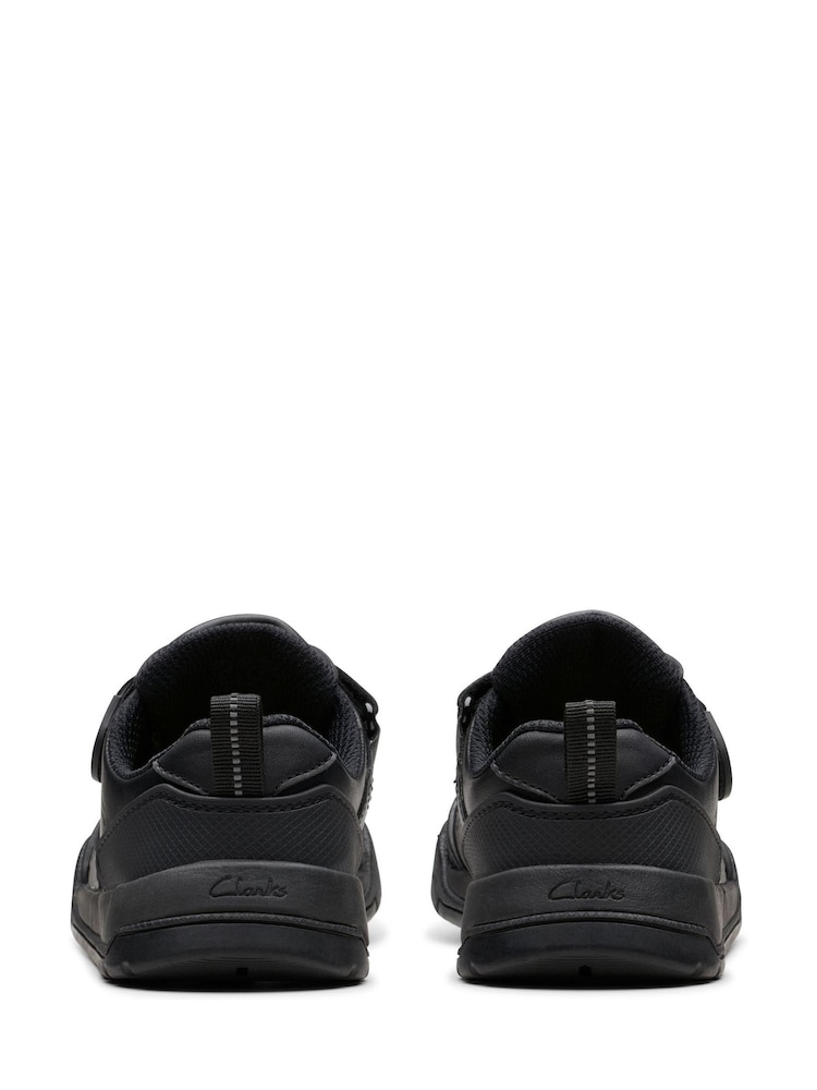 Clarks Black Wide Fit (G) Leather Laser Track Shoes - Image 5 of 8