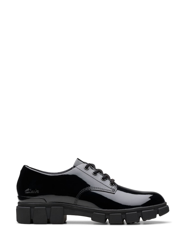 Clarks Black Wide Fit (G) Patent Evyn Lace Shoes - Image 1 of 7